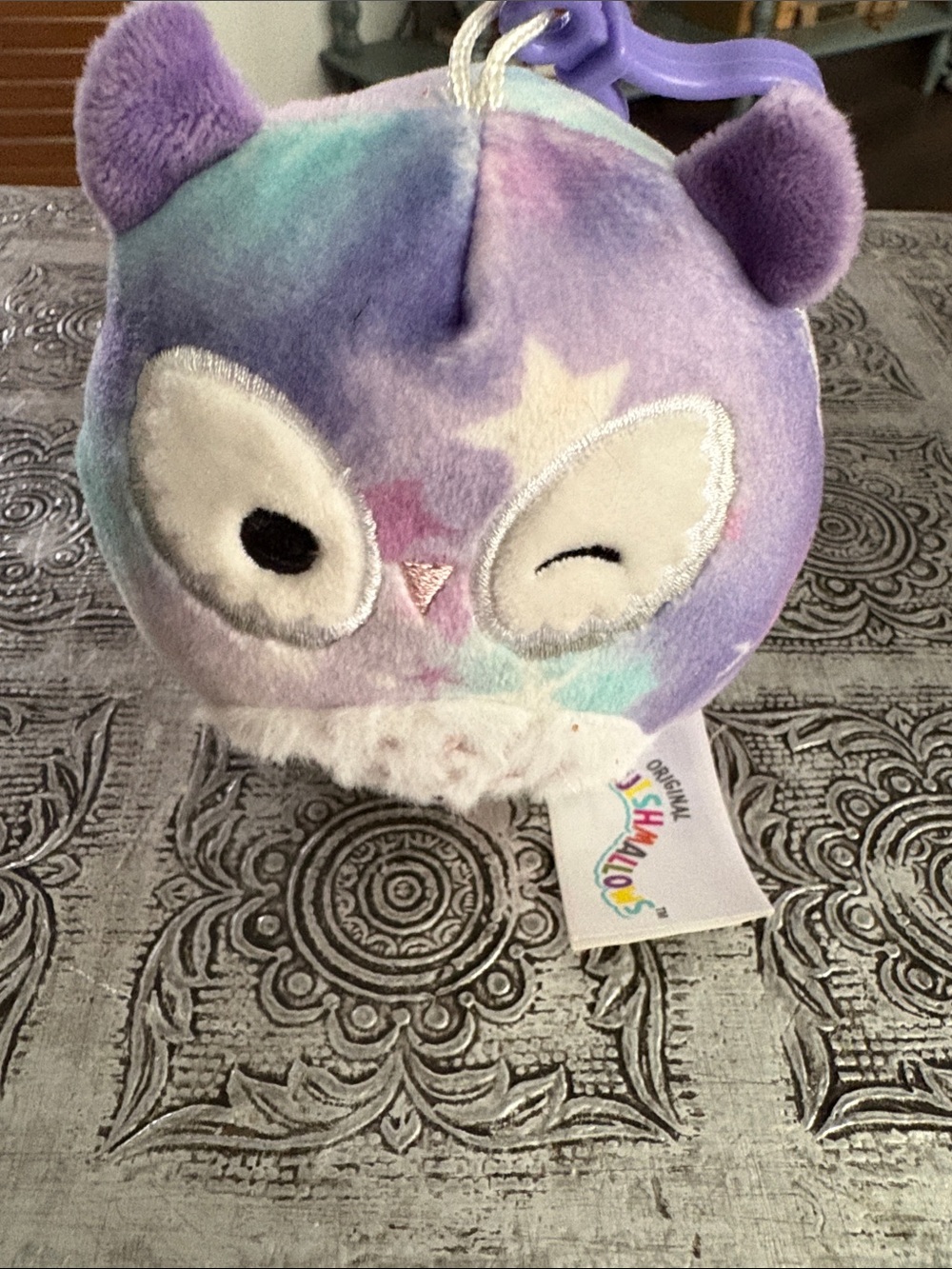 Squishmallows Pastel Purple & Teal Star Owl Keychain Plush